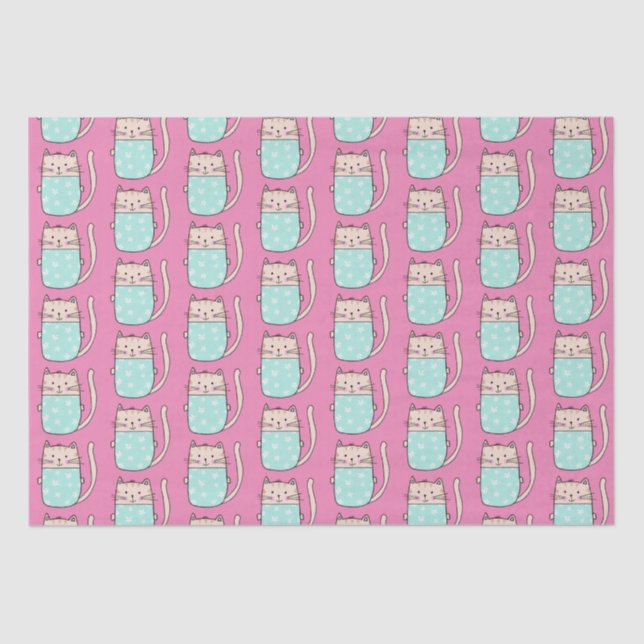 Papel De Seda Chicas gato lindas rosadas  (Anverso)