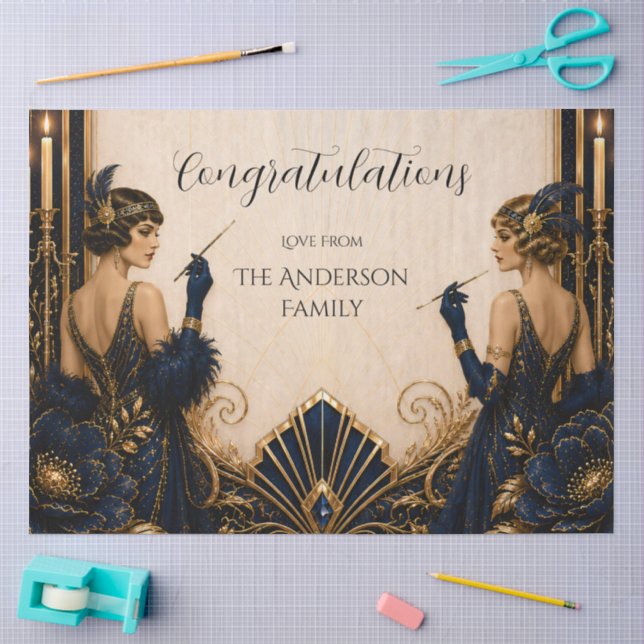 Papel De Seda Chicas Gatsby flapper arte deco boda decoupage (Artesanía)