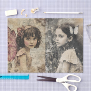 Papel De Seda Chicas Hadas Vintage Antigüedades Shabby Chic