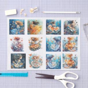 Papel De Seda Chicas Individuales de Decoupage del Mar