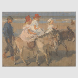 Papel De Seda Chicas montando burros en la playa (Isaac Israels)