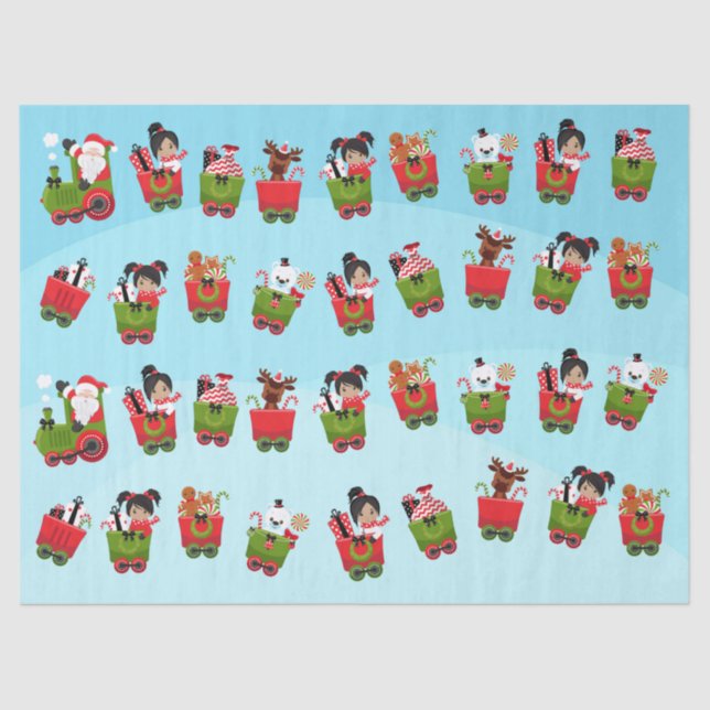 Papel De Seda Chicas multiculturales entrenan a Navidades (Anverso)