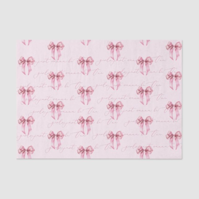Papel De Seda Chicas sólo quieren ser un cumpleaños de Bow Rosad (Anverso)