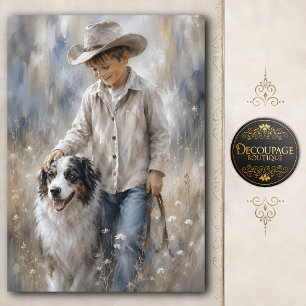 Papel De Seda Chico y perro de rancho decoupage