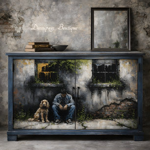 Papel De Seda Chico y Perro Tranquilo Decadencia Urbana Melancól