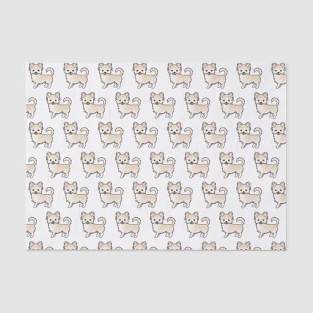 Papel De Seda Chihuahua de Abrigo Largo Crema Patrón de Perro Ad (Anverso)