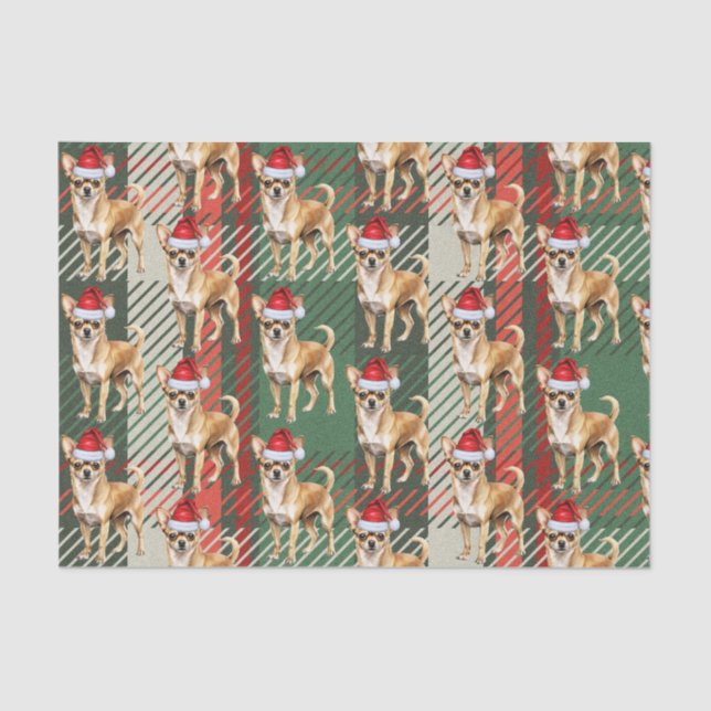 Papel De Seda Chihuahua Santa Dog en festividad de Navidades (Anverso)