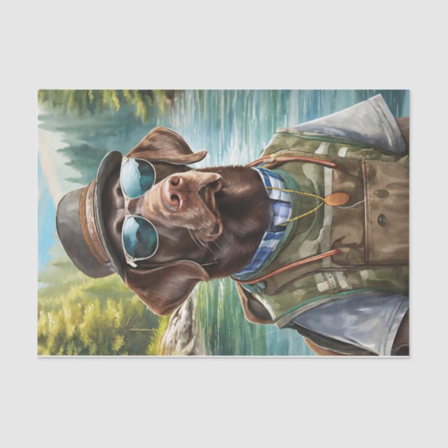 Papel De Seda Chillax y fuera, pescador de Chocolate Lab (Anverso)