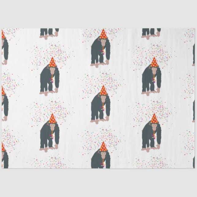 Papel De Seda Chimpancé de monos está de fiesta con animales que (Anverso)