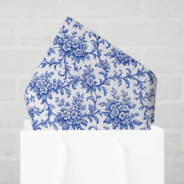 Papel de seda chinesco, floral azul decoupage