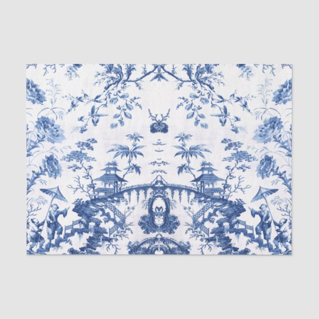 Papel De Seda Chinoisería Azul (Anverso)
