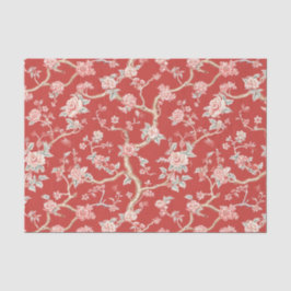Papel De Seda Chinoiserie Asia Red Pink Floupage