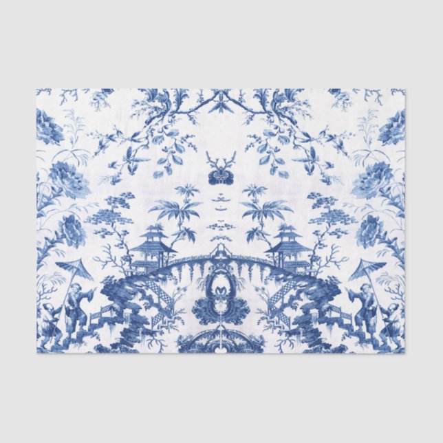 Papel De Seda Chinoiserie azul (Anverso)