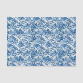 Papel De Seda Chinoiserie azul Porcelaine chinese