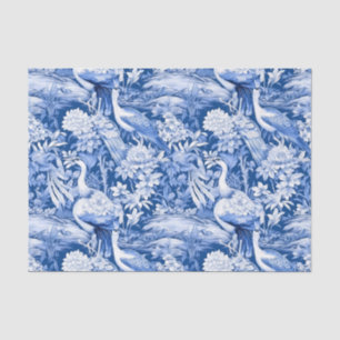 Papel De Seda Chinoiserie Birds Blue White Painting Decoupage
