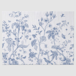 Papel De Seda Chinoiserie clásica azul y blanco