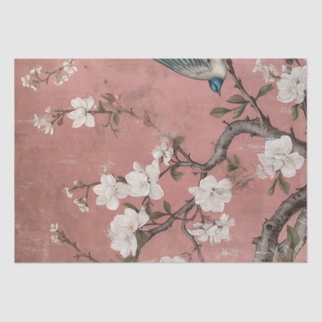 Papel De Seda Chinoiserie Dusty Pink Cherry BlossBackground (Anverso)