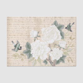 Papel De Seda Chinoiserie Floral Birds Old Handwripage Decoupage