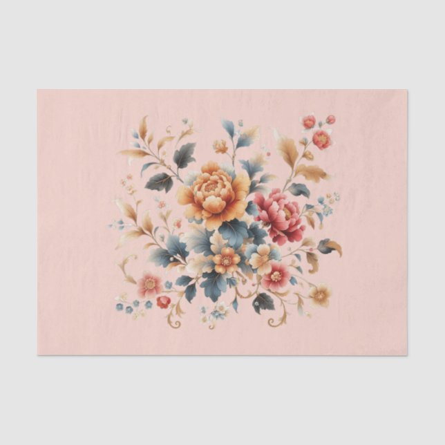 Papel De Seda Chinoiserie Floral Rico  (Anverso)