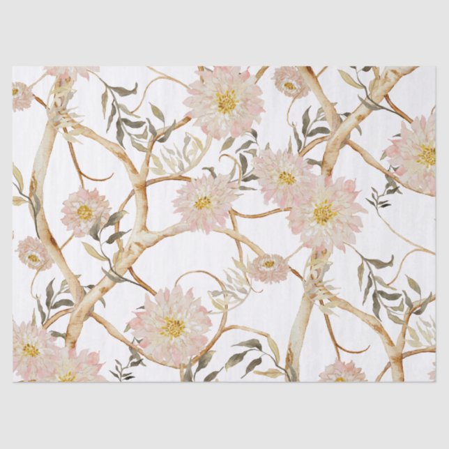 Papel De Seda Chinoiserie Floral Tree Peony Green Decoupage (Anverso)