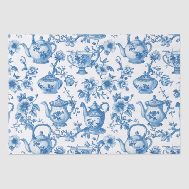 Papel De Seda Chinoiserie French Toile Du Jouy Tea Pattern (Anverso)