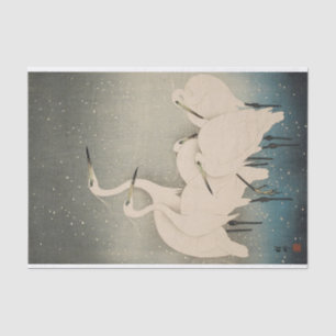 Papel De Seda Chinoiserie Garza Blanca Patrón de Nieve de Invier