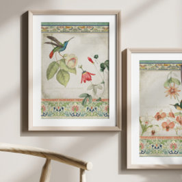 Papel De Seda Chinoiserie Hummingbird Vintage Floral Decoupage
