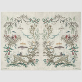 Papel De Seda Chinoiserie Jean-Baptiste Pillement Vintage Art