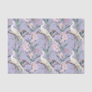 Papel De Seda Chinoiserie Lavender Floral Egret