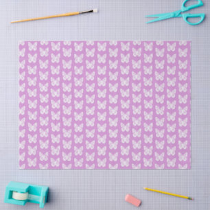 Papel De Seda Chinoiserie Mariposas Blancas sobre Rosa Fucsia