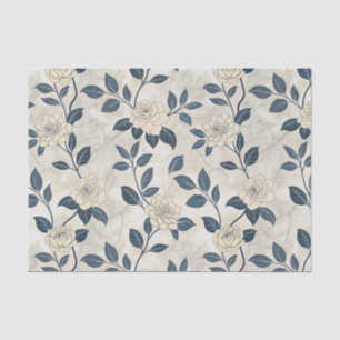 Papel De Seda Chinoiserie Moderna Rosa Marfil Azul Marino Botáni