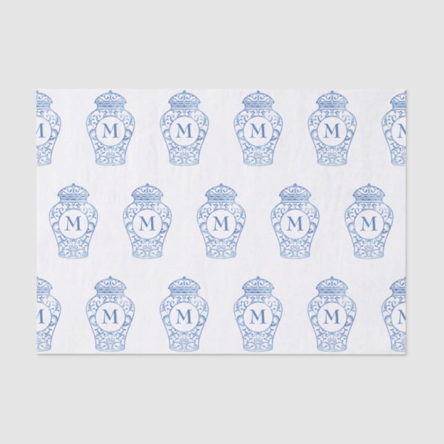Papel De Seda Chinoiserie Monogramed Ginger Jar Tissue Paper (Anverso)