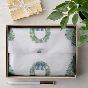 Papel De Seda Chinoiserie Navidad Azul y Blanco 