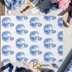 Papel De Seda Chinoiserie Puente de Agua Blue Willow