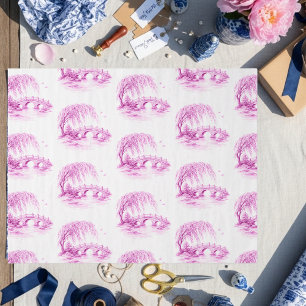 Papel De Seda Chinoiserie Puente de Agua de Sauce Pink
