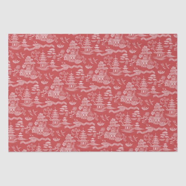 Papel De Seda Chinoiserie Red Willow Reverse Decoup (Anverso)