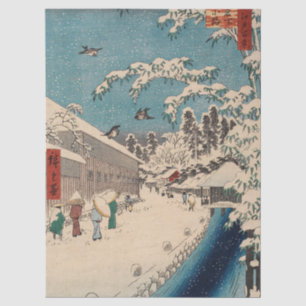 Papel De Seda Chinoiserie Ukiyo-e Paisaje Japonés de Invierno co