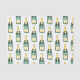 Papel De Seda Chinoiserie Watercolor Vino Botella de champán