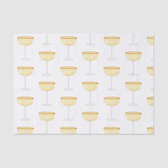Papel De Seda Chinoiserie Watercolor Vino Champagne Glass (Anverso)