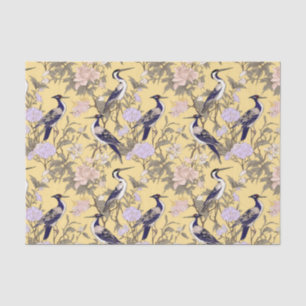 Papel De Seda Chinoiserie Yellow Floral Egret
