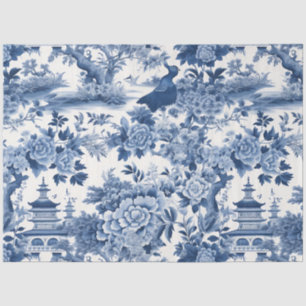 Papel De Seda Chinoserie Azul y Blanco Serie Diseño 6
