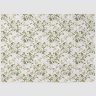 Papel De Seda Chintz Floral Inglés Oliva y Azul