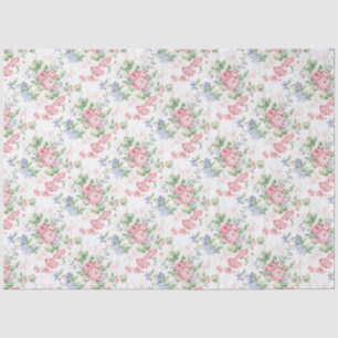 Papel De Seda Chintz Floral Inglés Rosa y Azul