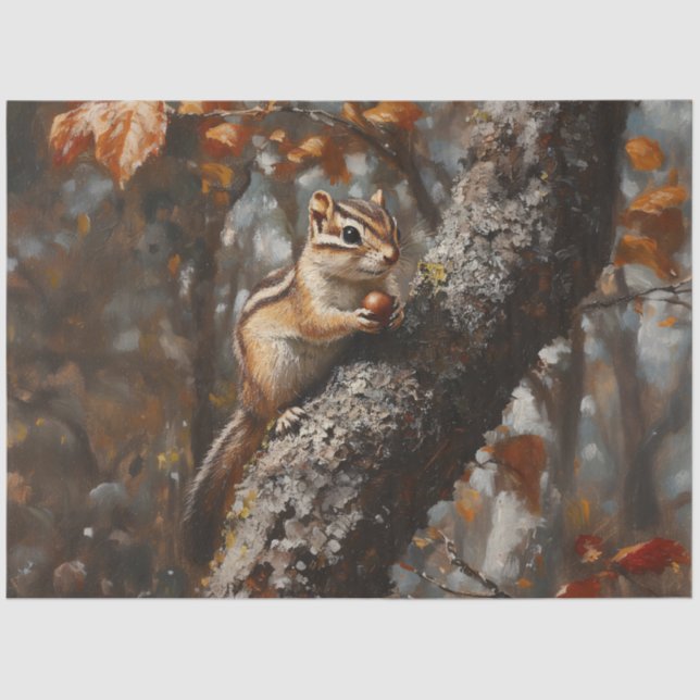 Papel De Seda Chipmunk en un árbol desmoronado (Anverso)