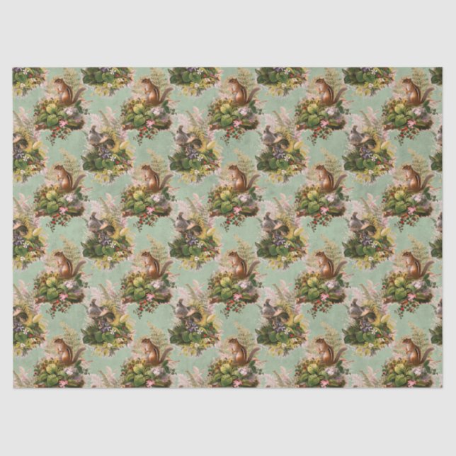 Papel De Seda Chipmunks and Birds Decoupage (Anverso)