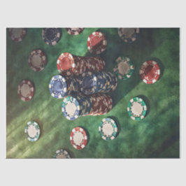 Papel De Seda Chips de póquer apiladas en Felt, juegos