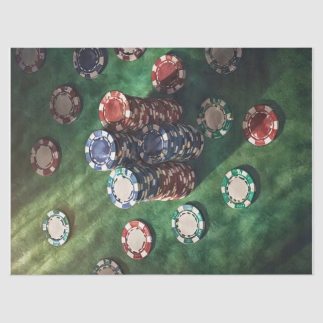 Papel De Seda Chips de póquer apiladas en Felt, juegos (Anverso)