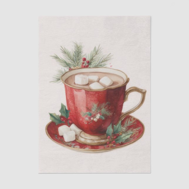 Papel De Seda Chocolate Caliente de Navidad de Estilo Antiguo  (Anverso)