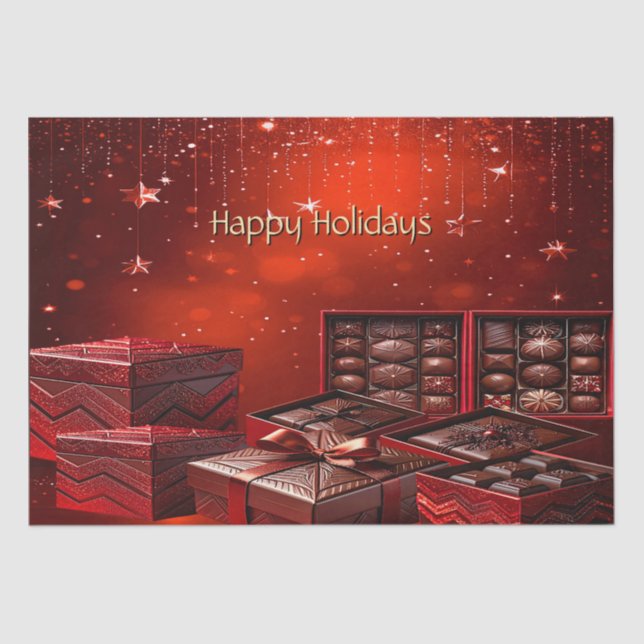 Papel De Seda Chocolate Candy Holiday Tissue Paper (Anverso)