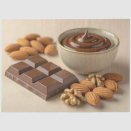 Papel De Seda Chocolate Dulce, Tazón De Pasta De Chocolate Y Nue
